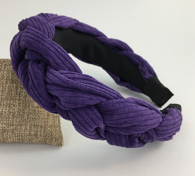 Purple Corduroy Braided Headband