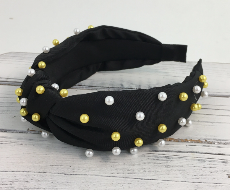 Black and Gold Pearl Headband