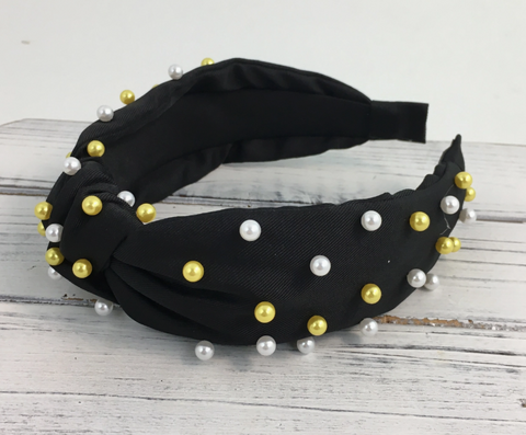 Black and Gold Pearl Headband