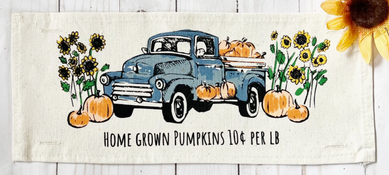 Vintage Pumpkin Truck Fall Pillow Panel