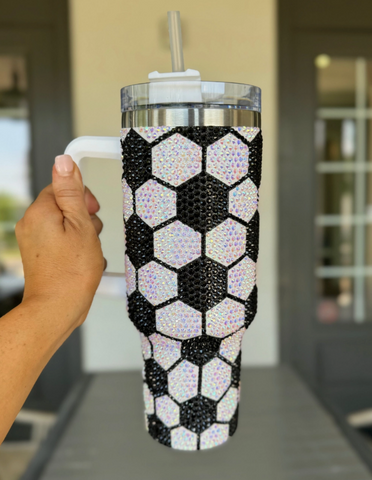 Soccer Ball Pattern "All Over" Crystal 40 Oz. Tumbler