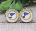 St Louis Blues Hockey Glass Stud Earrings