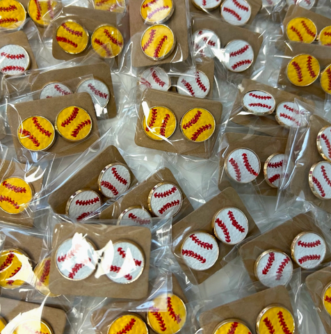 Softball Leather Stud Earrings