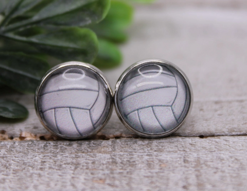 Volleyball Glass Stud Earrings