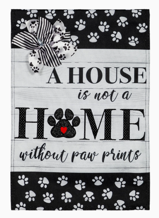 Paw Prints Garden Burlap Flag