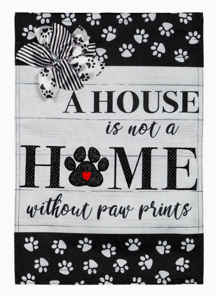 Paw Prints Garden Burlap Flag