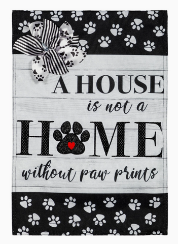 Paw Prints Garden Burlap Flag