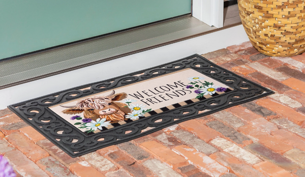 Highland Cow Welcome Friends Sassafras Switch Mat