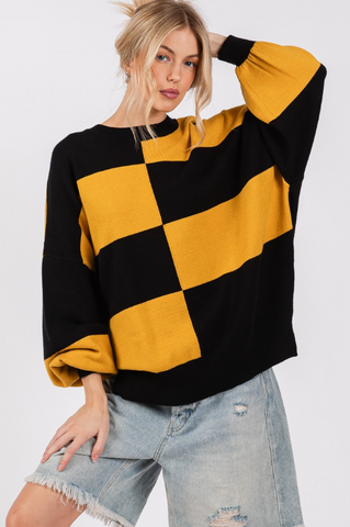 Gameday Black & Gold Checkered Sweater