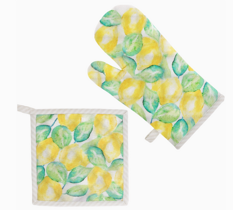 Lemon Oven Mitt & Pot Holder Set of 2