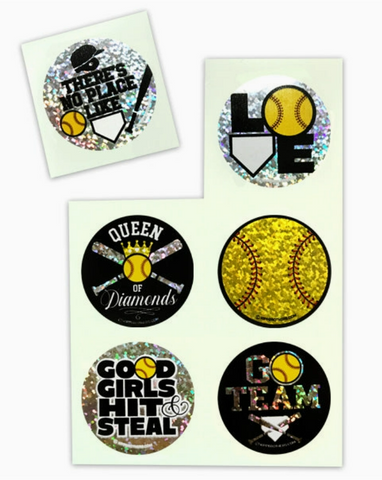 Softball Sparkle Stickers