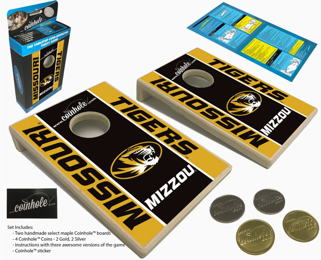 Missouri Tigers Coinhole Tabletop Game Set