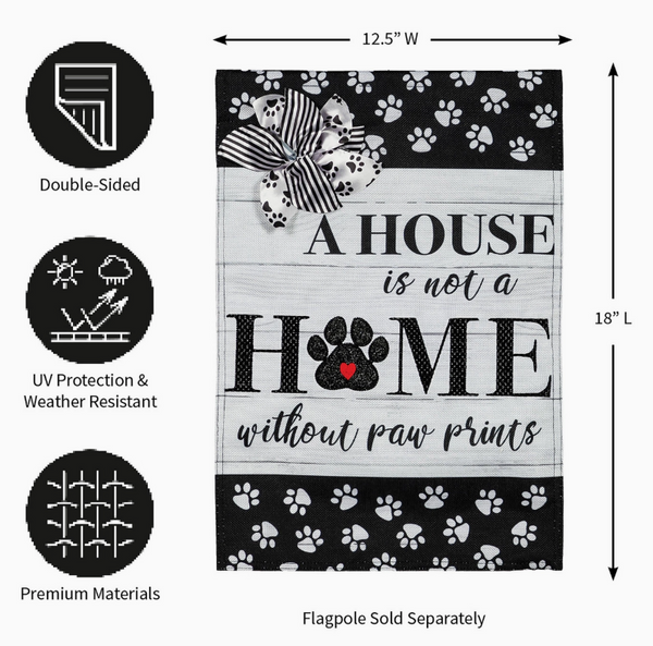 Paw Prints Garden Burlap Flag