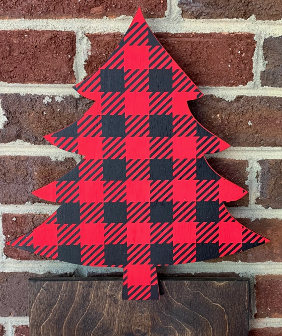 Red Buffalo Plaid Christmas Tree Topper