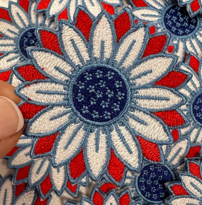 Flower Patriotic Hat Patch