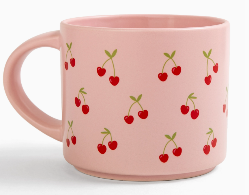 Cherries Pink Ceramic Mug