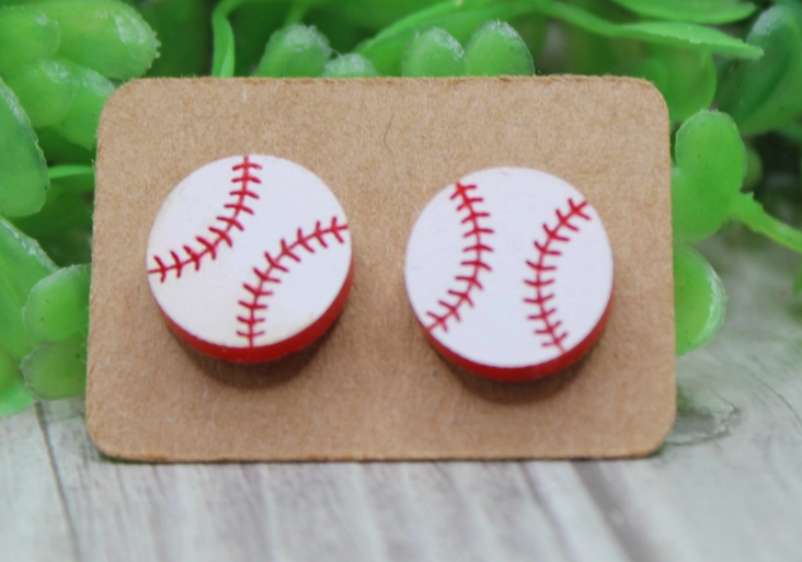 Baseball Stud Acrylic Earrings