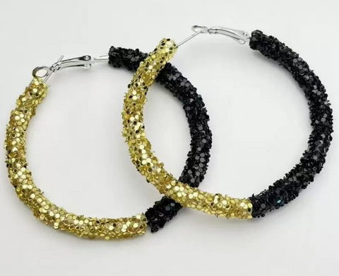 Black and Gold Glitter Earrings
