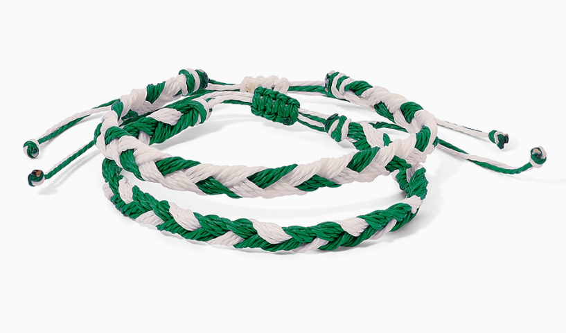 Green & White Braided Bracelets