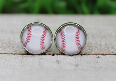 Baseball Darker Seams Stud Earrings