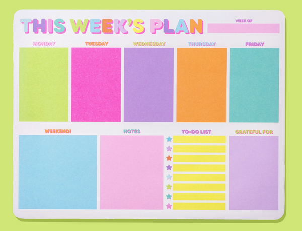 "This Week's Plan" Weekly Planner Pad