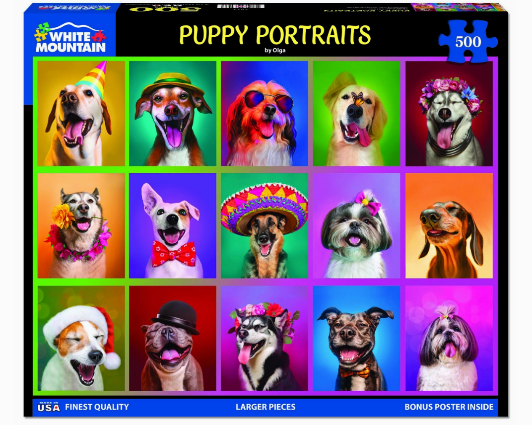Puppy Portraits - 500 Piece Jigsaw Puzzle