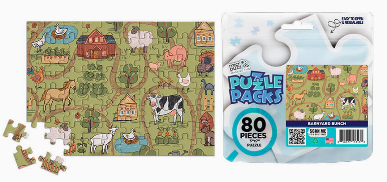 Barnyard Bunch Puzzle Pack 80 pieces 5"x7" size