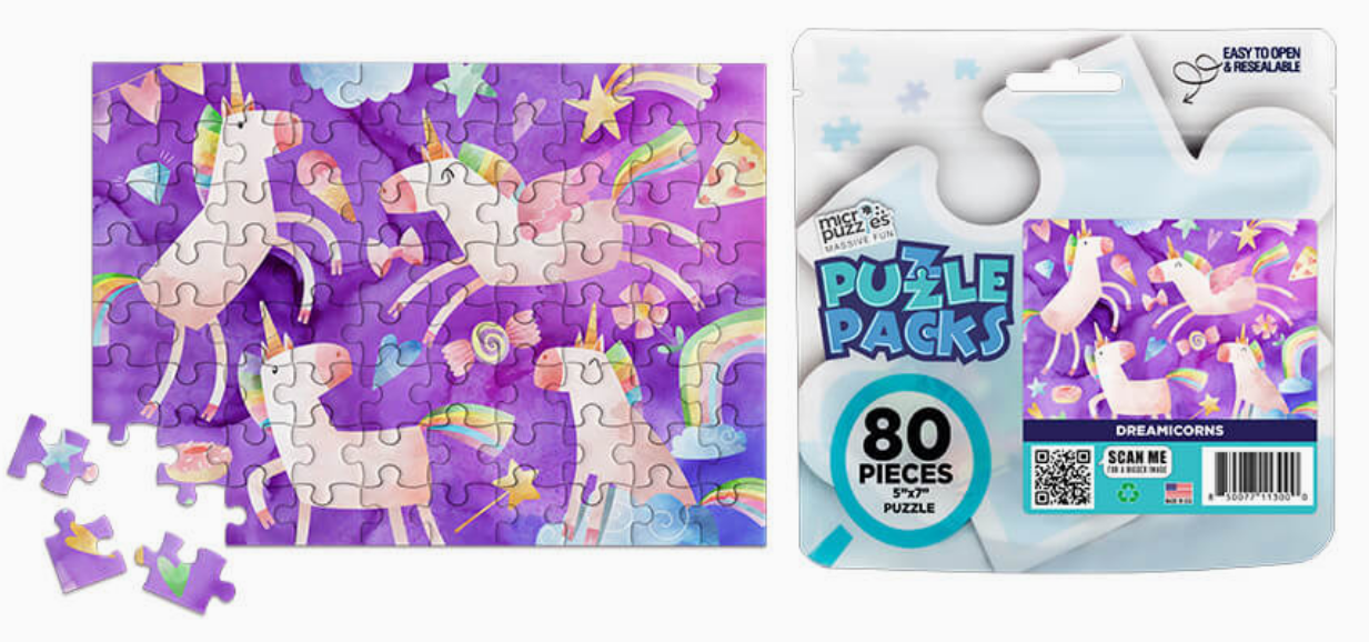 Dreamicorns Puzzle Packs 80 pieces unicorn puzzle 5"x7" size