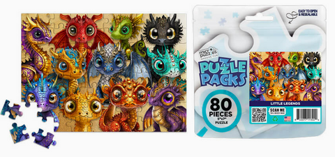 Little Legends Puzzle Packs dragons 80 pieces 5"x7" size
