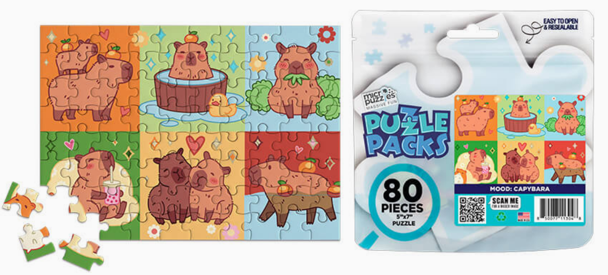 Mood: Capybara Puzzle Packs 80 pieces 5"x7" size