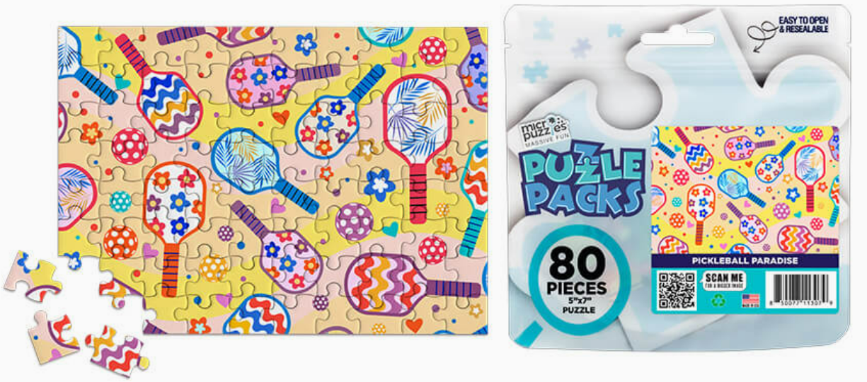 Pickball Paradise Puzzle pack 80 pieces 5"x7" size