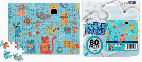 Cozy snoozy cats puzzle pack 80 pieces 5"x7" size