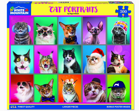 Cat Portraits - 500 Piece Jigsaw Puzzle
