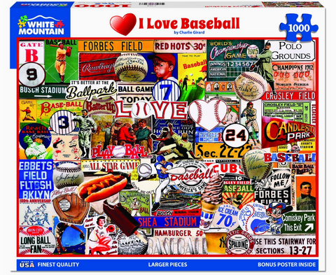 I Love Baseball - 1000 Piece Adult Jigsaw Puzzle