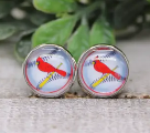 St Louis Cardinals Baseball Glass Stud Earrings