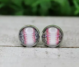 Baseball with Leopard Stud Earrings