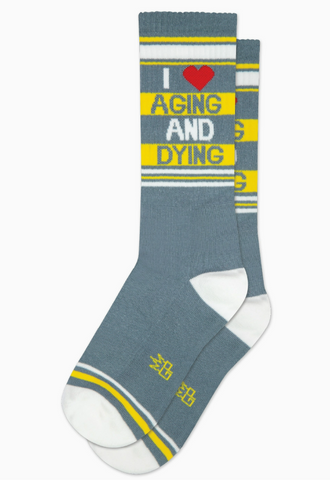 I (heart) Aging and Dying Gym Crew Socks
