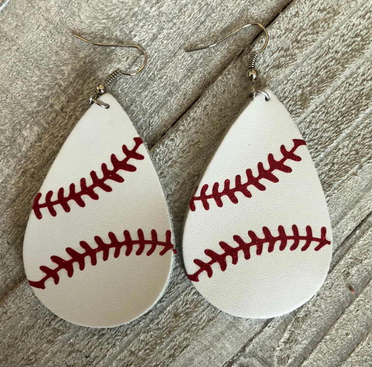 Baseball Leather Hang Earrings Sport