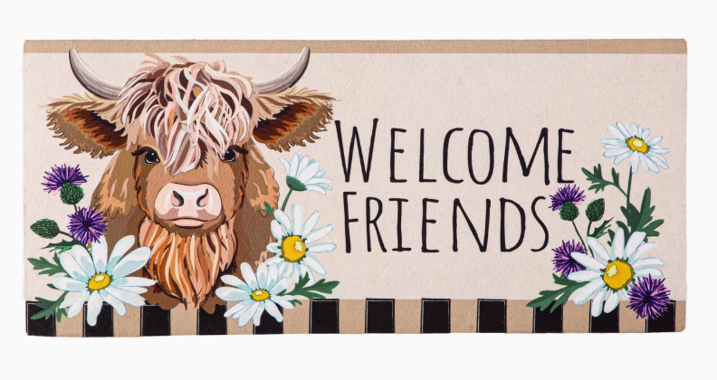 Highland Cow Welcome Friends Sassafras Switch Mat