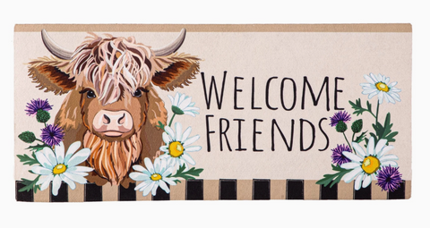Highland Cow Welcome Friends Sassafras Switch Mat