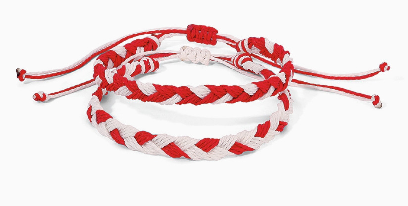 Red & White Braided Bracelets