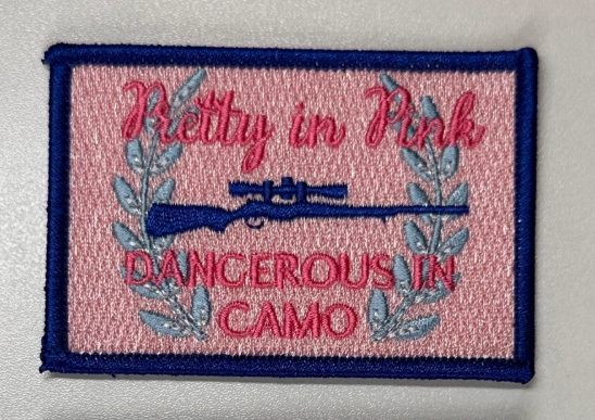 Pretty in Pink Dangerous in Camo Hat Patch