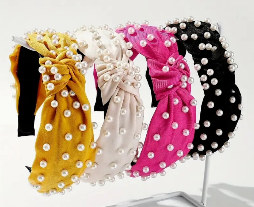 Pearl Beaded Knot Headbands