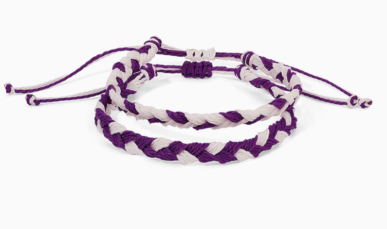 Purple & White Braided Bracelets