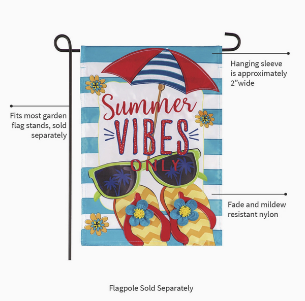 Summer Vibes Only Applique Garden Flag