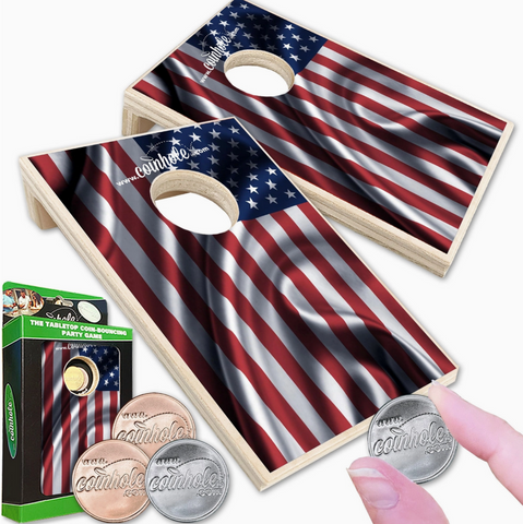 American Flag Coinhole Tabletop Game Set