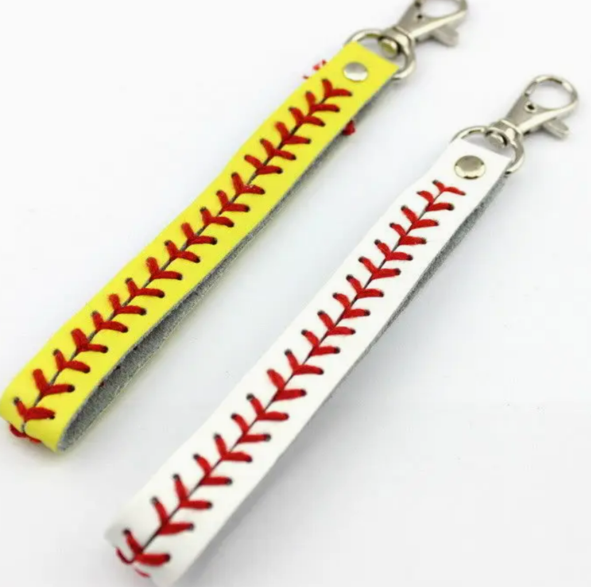 Softball and Baseball Key Chains Faux Leather